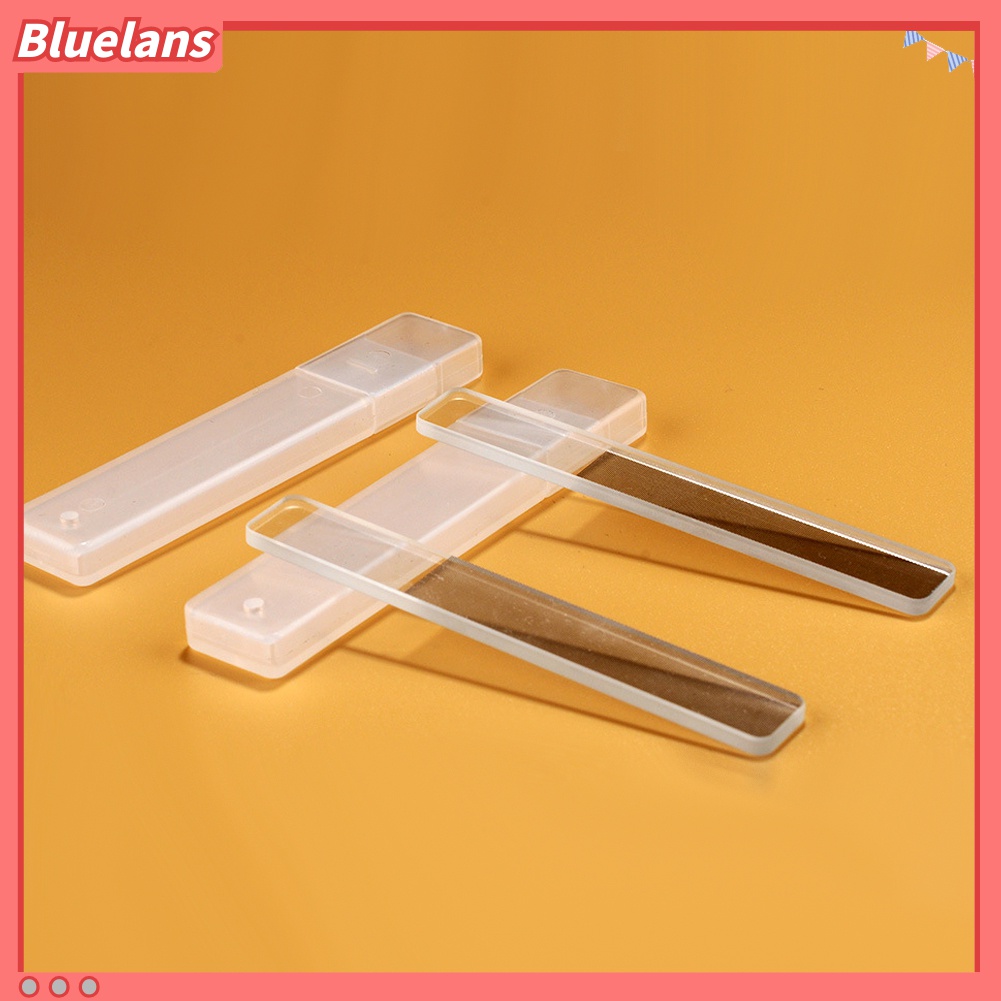 (In Stock) Kacamata Hitam Lensa Warna Warni ♡Alat Kikir Kuku Mini Portable Bentuk Persegi Panjang Bahan Kaca Bening Dengan Kotak Untuk Manicure