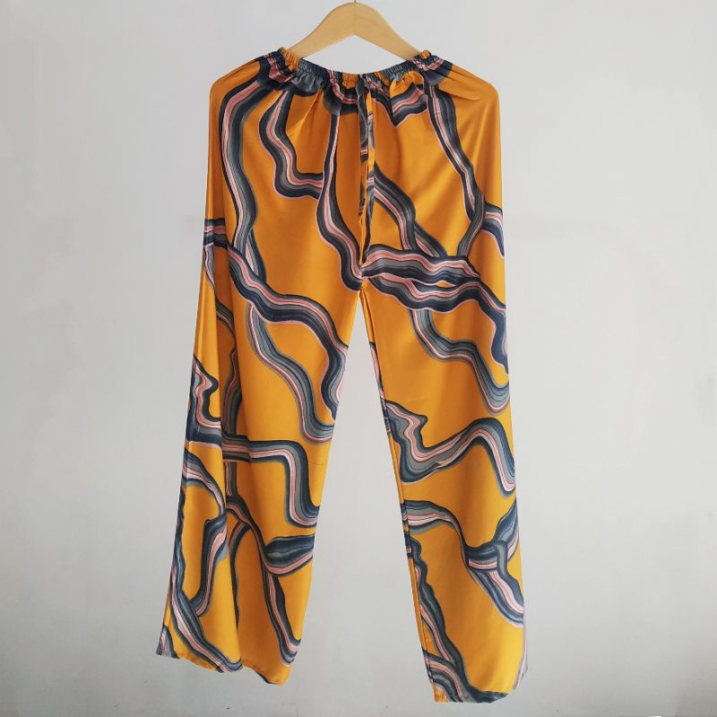 KULOT WANITA MODEL VANESSA | CELANA PANJANG RAYON KEKINIAN | HIGH WAIST BALI MODEL SPIRULINA VANESA FUJI-Mustard