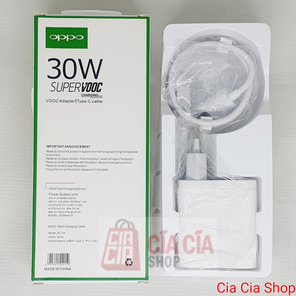 Charger Oppo Super Vooc 30W Type C Original Vooc 4.0 Oppo Reno 4 Pro Reno 3 Pro Youth