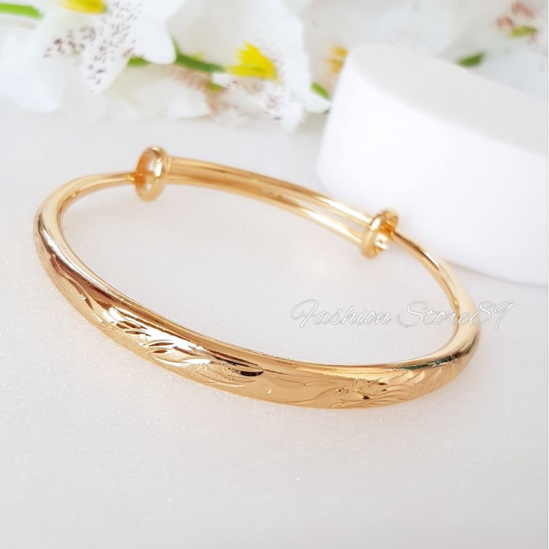 Gelang Bangle Dewasa ukir Impor Perhiasan lapis emas 18k Yaxiya Xuping fashion