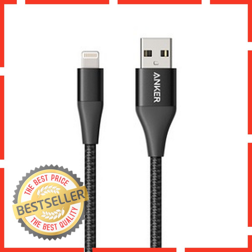 Kabel Charger Anker PowerLine II 3ft Lightning A8452 Hitam