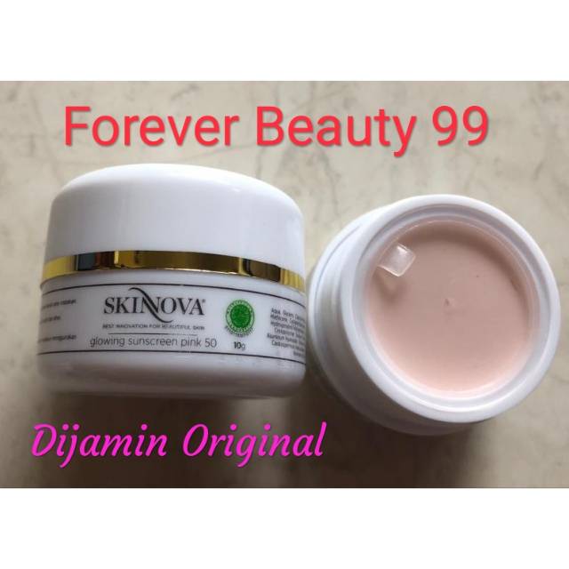 Skinnova glowing sunscreen pink SPF 50 - instant whitening skinova