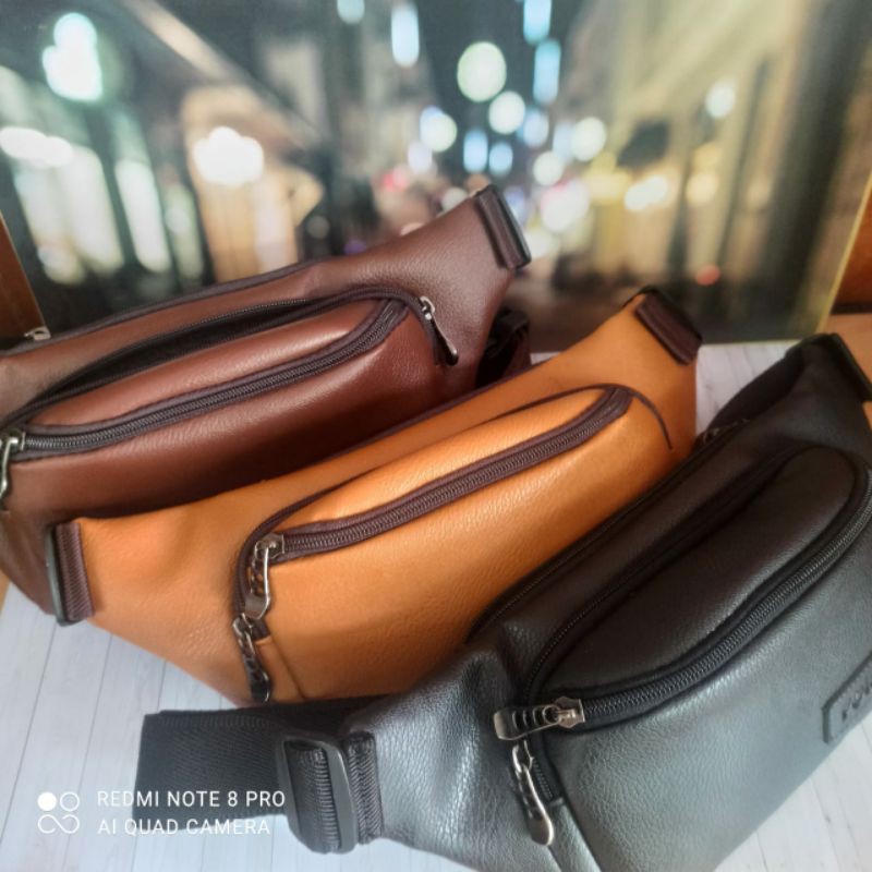 WAIST BAG PRIA BEST SALLER !!! Tas selampang Pria kulit PREMIUM Polozada PU Z012