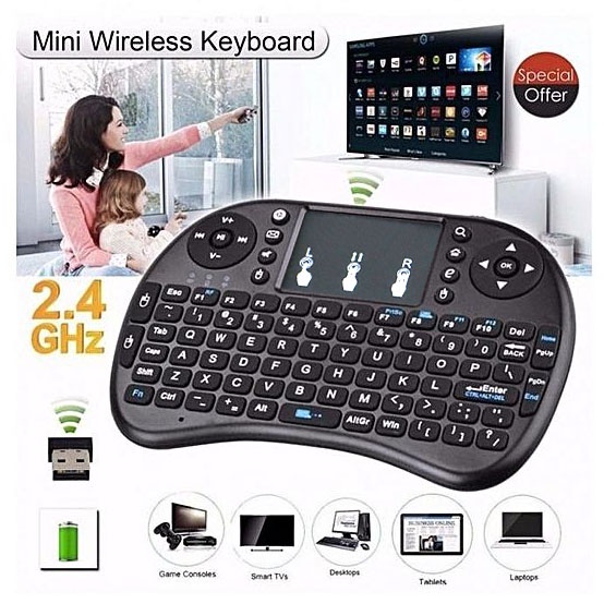 Mini Keyboard &amp; Mouse Wireless 2.4GHz dengan Touch Pad