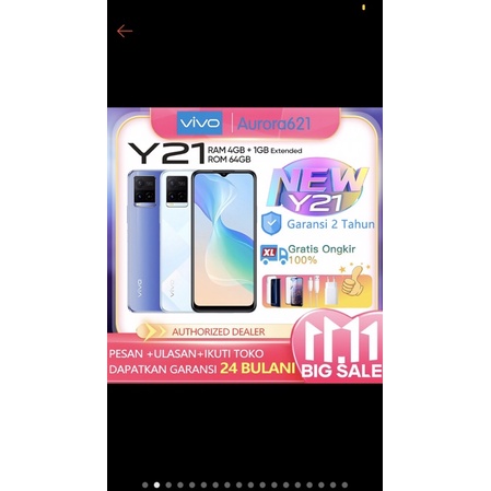 VIVO Y21 Vivo Y20 RAM 4GB+1GB ExtenDed ROM 64GB GARANSI RESMI Handphone vivo hp vivo y20 terbaru COD