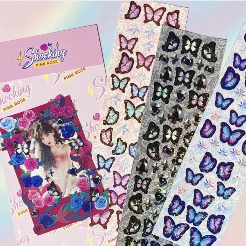 

[minni.id] Stiker GaLiCiCi Stiker Kupu-kupu holo Transparan untuk dekorasi photocard, Journal DIY