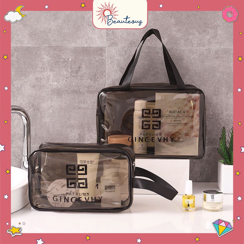 Tas Kosmetik Washbag Transparan Anti Air Travel Pouch Peralatan Kosmetik Alat Mandi Premium