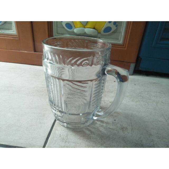 GELAS MINUM MUG BESAR KACA BENING BERGAGANG 800ML DAPUR  