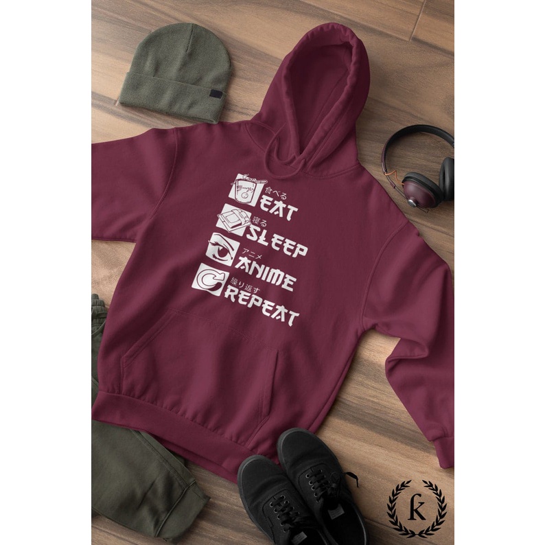 HOODIE UNISEX OVERSIZE EAT SLEEP REPEAT / JUMPER UNISEX SIZE M TO XXL FLEECE TEBAL HALUS KEREN TERBARU'