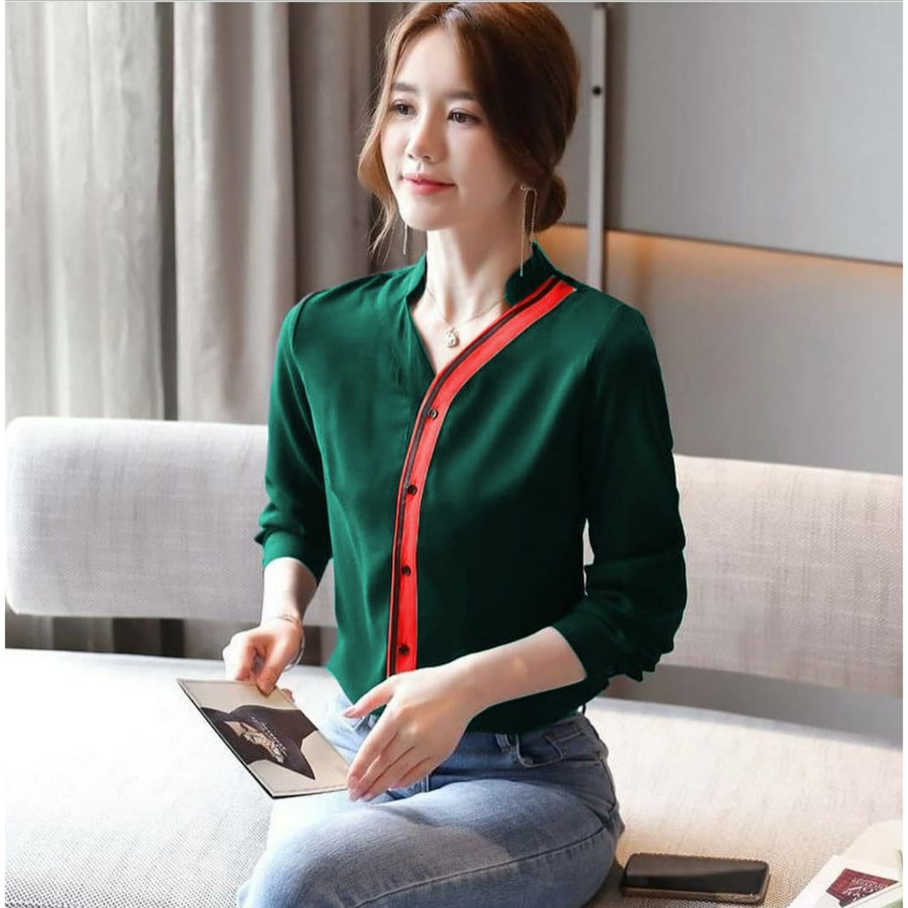 mociieshop / kemeja / atasan wanita lengan panjang / atasan / atasan kemeja / baju atasan wanita len