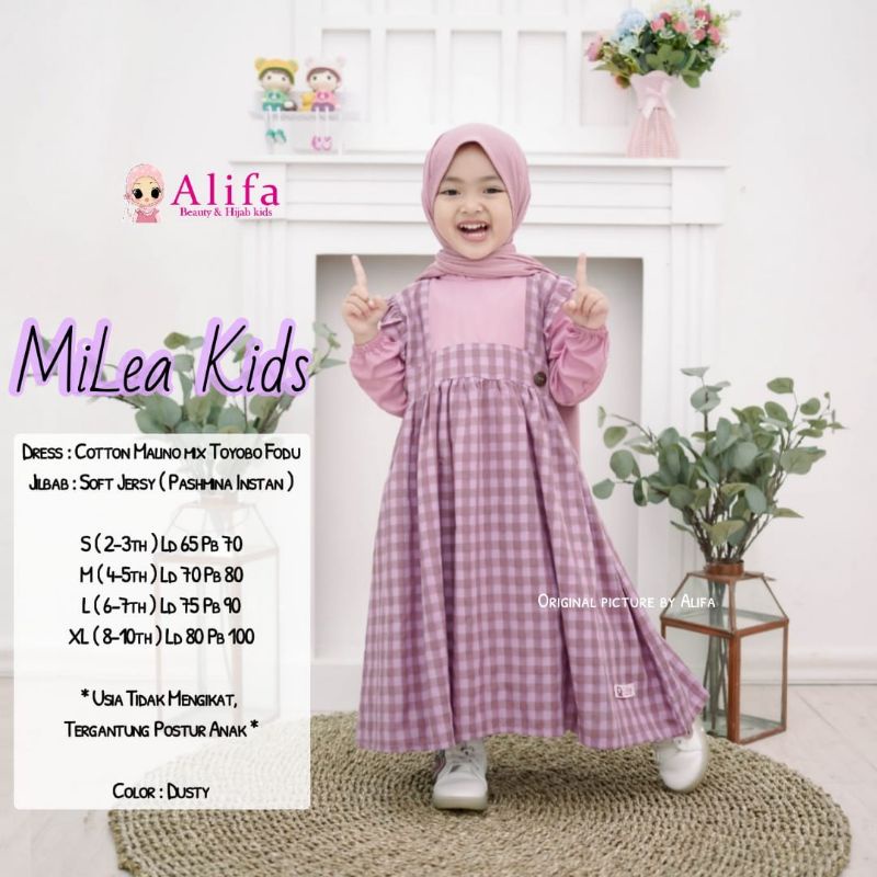 Milea Kids Set Dress Anak dan Pasmina Instan