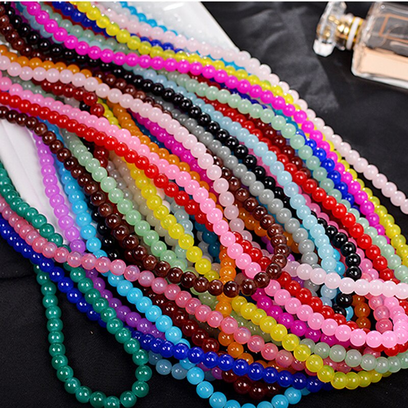 4/6 /8mm Manik-Manik Kaca Pernis Aneka Warna Bulat Longgar Bake Beads Untuk DIY Fancy Membuat Perhiasan Aksesoris