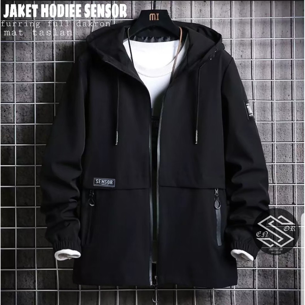 JAKET HOODIE TASLAN SENSOR HOODIE PILOT PRIA WATERPROOF ANTI AIR KEREN ORIGINAL BERKUALITAS TINGGI