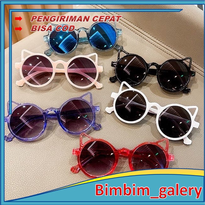 BIMBIM Kacamata Anak Kucing Kacamata Hitam Fashion Telinga Kucing Kaca Mata Hitam High Quality Kids Sunglasses Kaca Mata Murah Import