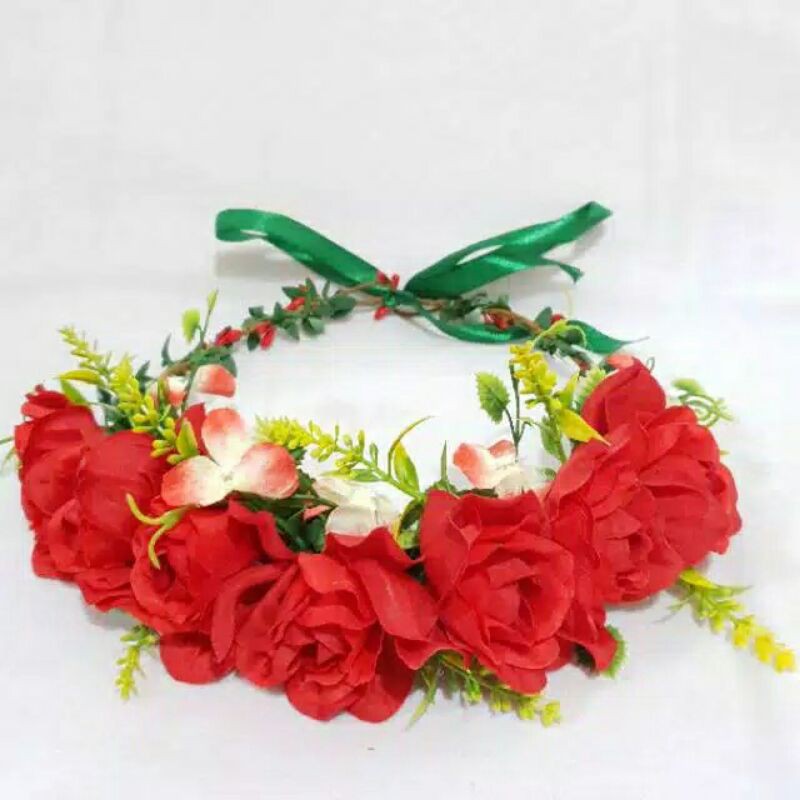 Flowercrown - Simple flower crown / Mahkota bunga merah / bandana / headpiece / Crown pengantin