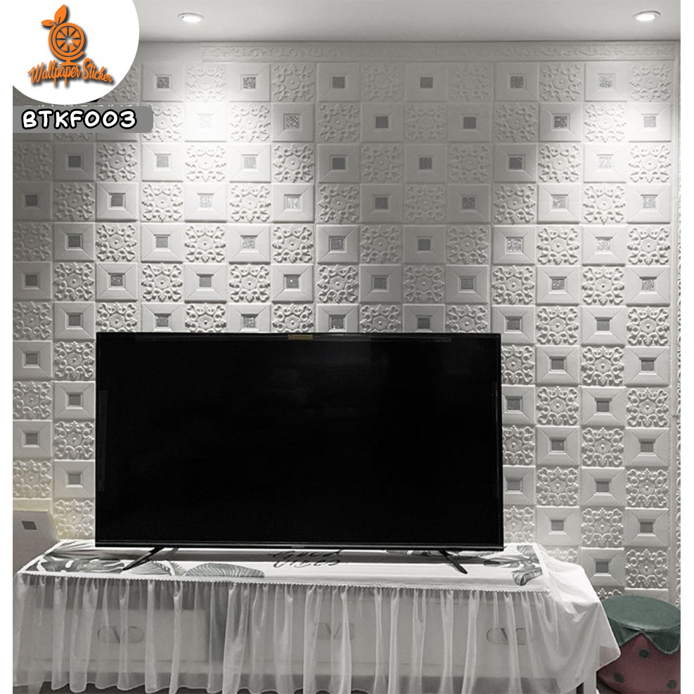 Wallpaper 3D Batikfoam Tahan Air Stiker Warna Warni Emboss Dinding Dan Plafon Btk003 70CM X 70CM