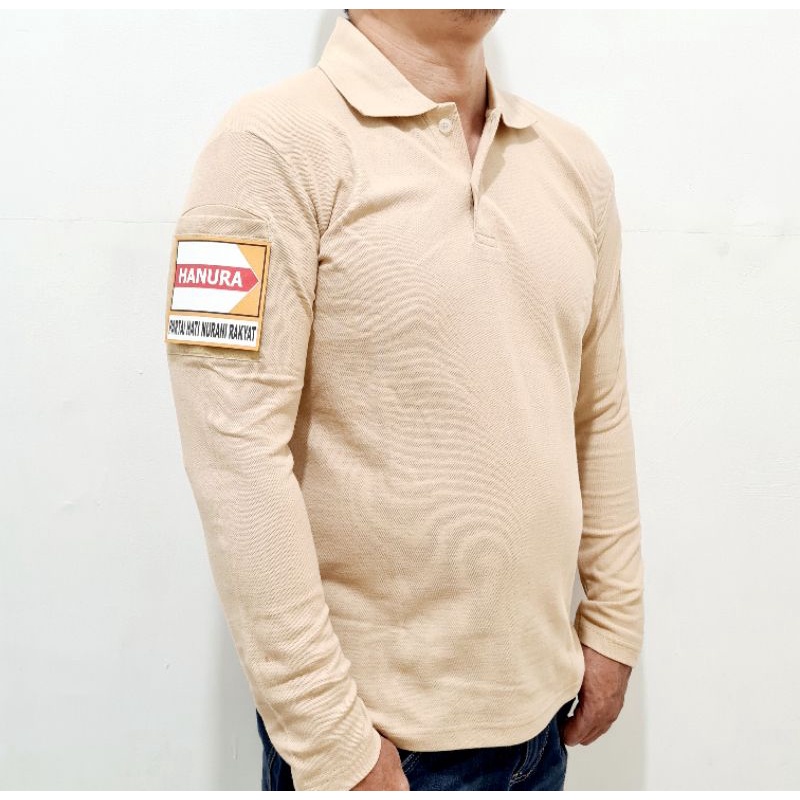 Kaos Polo Logo Hanura Baju Model Tactical Lengan Panjang Free 3 Emblem Patch Tempelan Velkro PDL