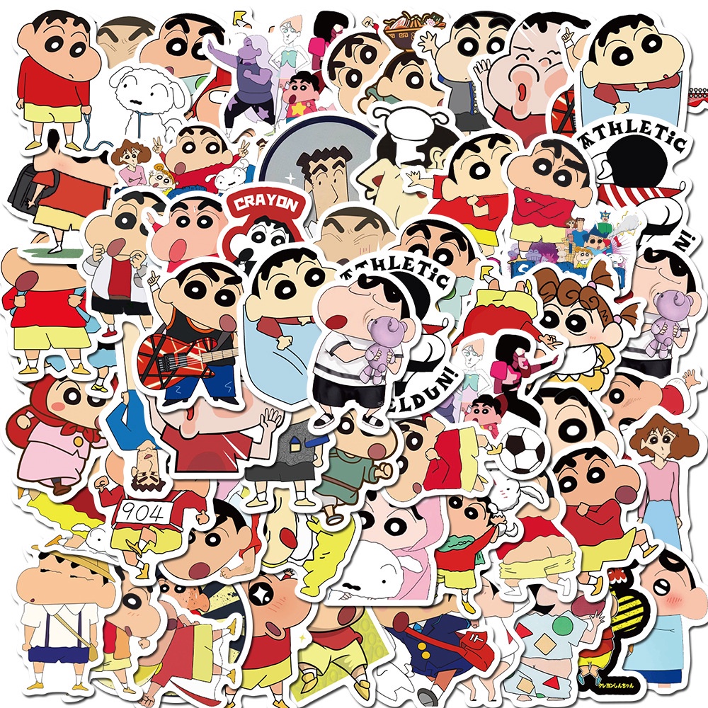 50pcs Stiker Motif Kartun Anime Crayon Shinchan Untuk Dekorasi Komputer / Koper