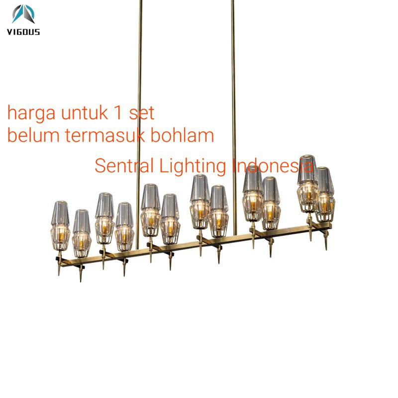 SL2855/12 LAMPU GANTUNG KRISTAL HIAS MINIMALIS MODERN MEWAH RESTORAN MEJA MAKAN MINI BAR PENDANT LAM