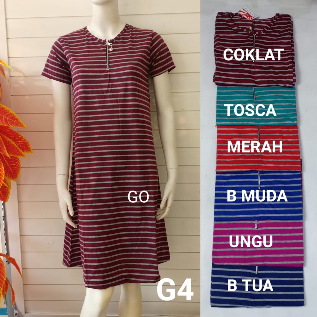 gof NIPON DRESS/DASTER Wanita Casual Salur Pakaian Perempuan Baju Busui Lengan Pendek