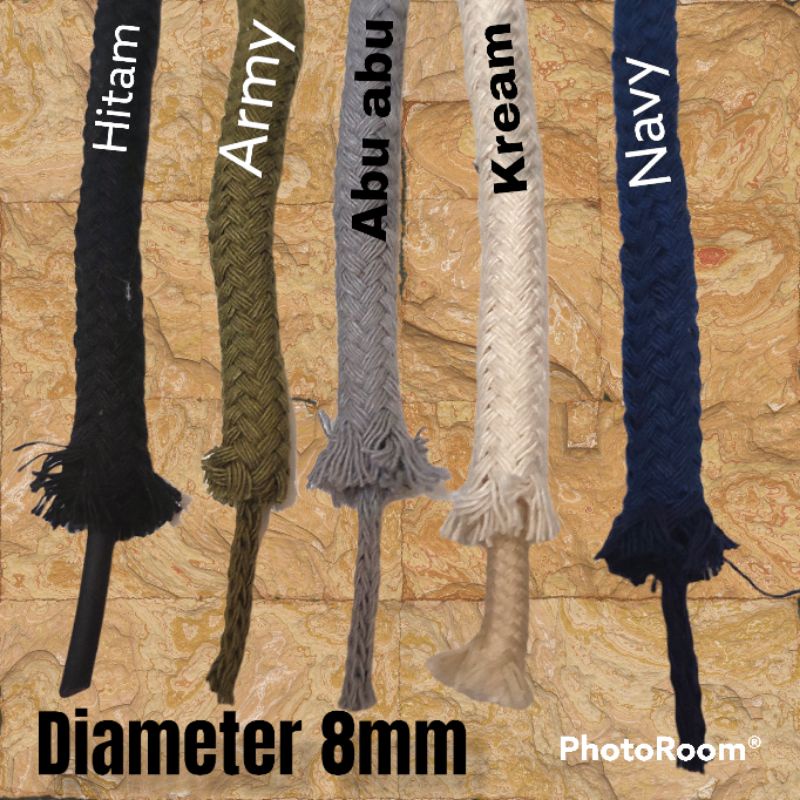 tali kepang katun. /tali macrame 8mm/ tali hoodie premium