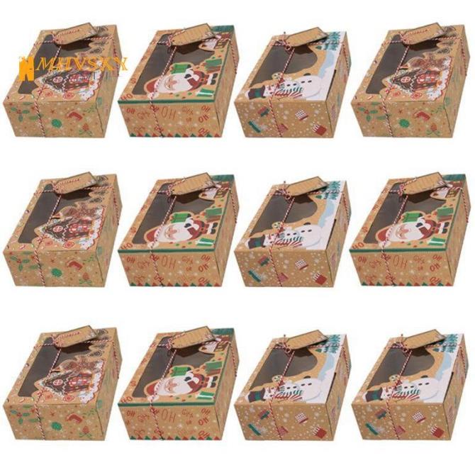 

12PCS CHRISTMAS BISCUIT BOX KRAFT PAPER CHRISTMAS GIFT BOX PARTY DC452CD3