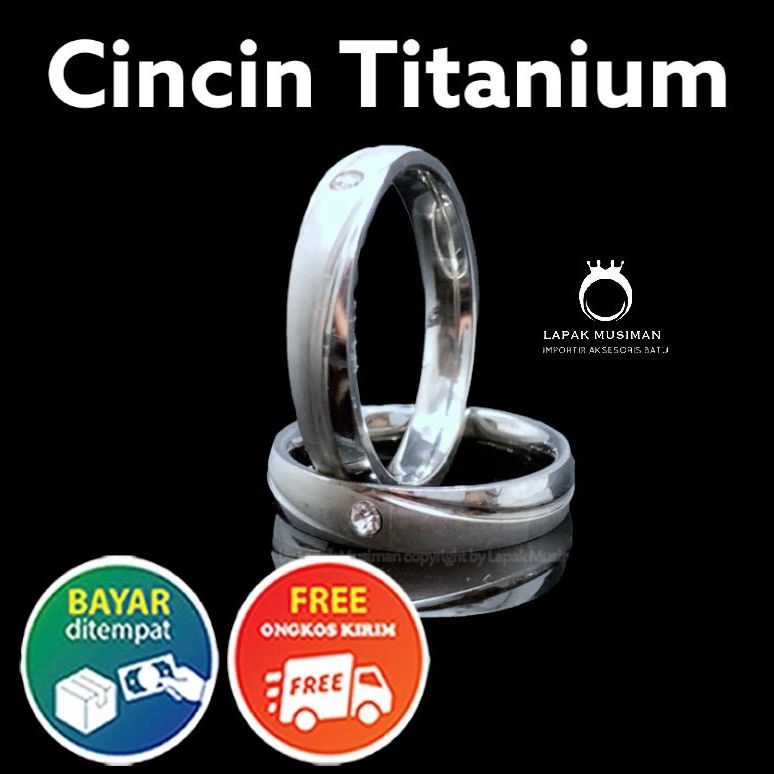 [Bayar di Tempat] Cincin Couple Pria Wanita Titanium Anti Karat Harga 1 Pcs