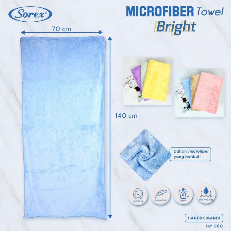 Sorex Handuk Mandi Dewasa Microfiber Towel Bright Lembut Daya Serap Tinggi ( 140 x 70 cm)