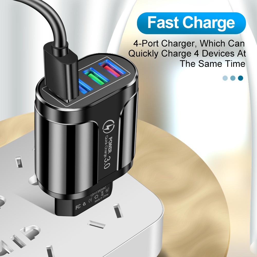 Adapter Charger Usb Portable 5v 4 Lubang Quick Charging Untuk Travel