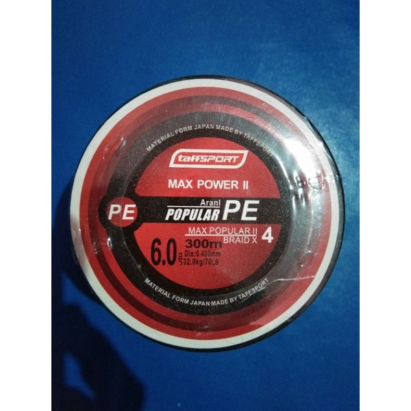 Kenur taffsport senar pancing PE 6 kuat x4 - diameter 0.40mm 70LB 300m