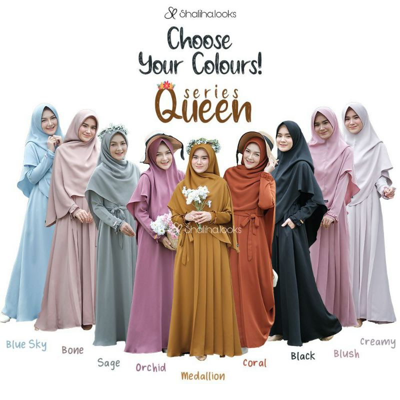 [READY STOK] Queen series by shaliha.looks (ORIGINAL)| gamis set syari | gamis polos