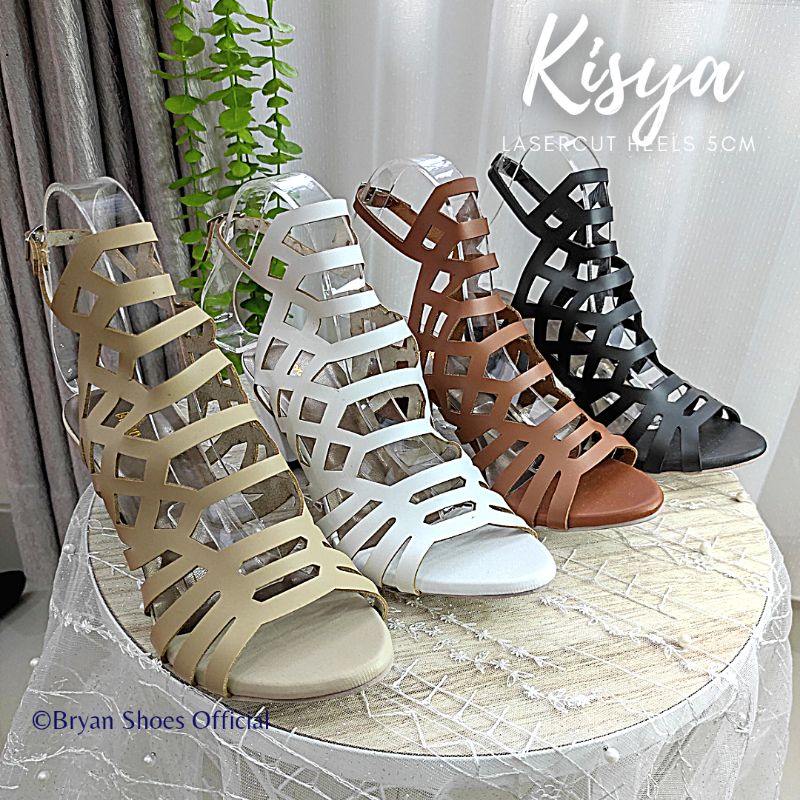 Bryan Kisya Heels Tali Lasercut Gladiator Spider Hak Tahu 5cm Jumbo Oversize Bigsize 36-40 41 42 43