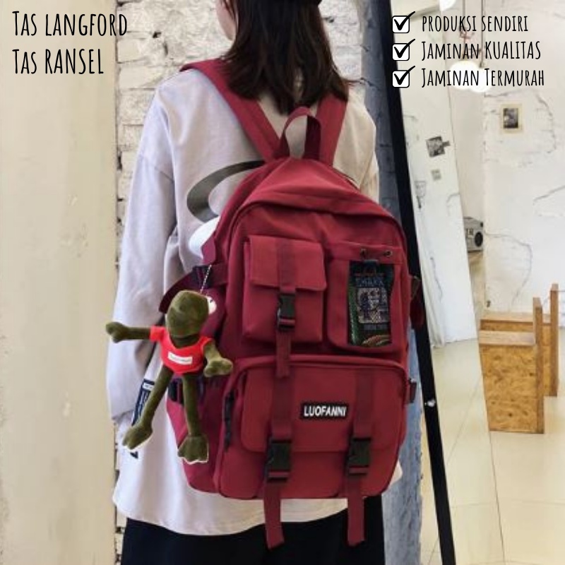 Tas Ransel Backpack Punggung Terbaru Simpel Casual Sekolah Kuliah Outdoor Pria Wanita 001