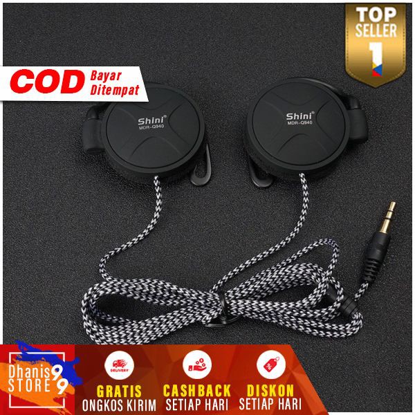 Headphone Earhook Mini Hedphone Koneksi 3.5mm Jack Ear Hook Earphone Headset Murah