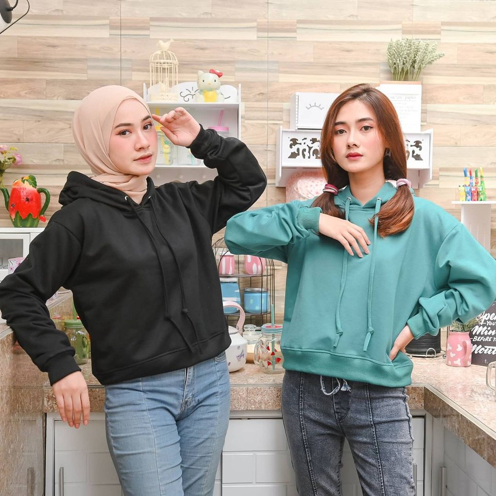 HOODIE CROOPE WANITA SWEATER POLOS OVER SIZE TERBARU-2