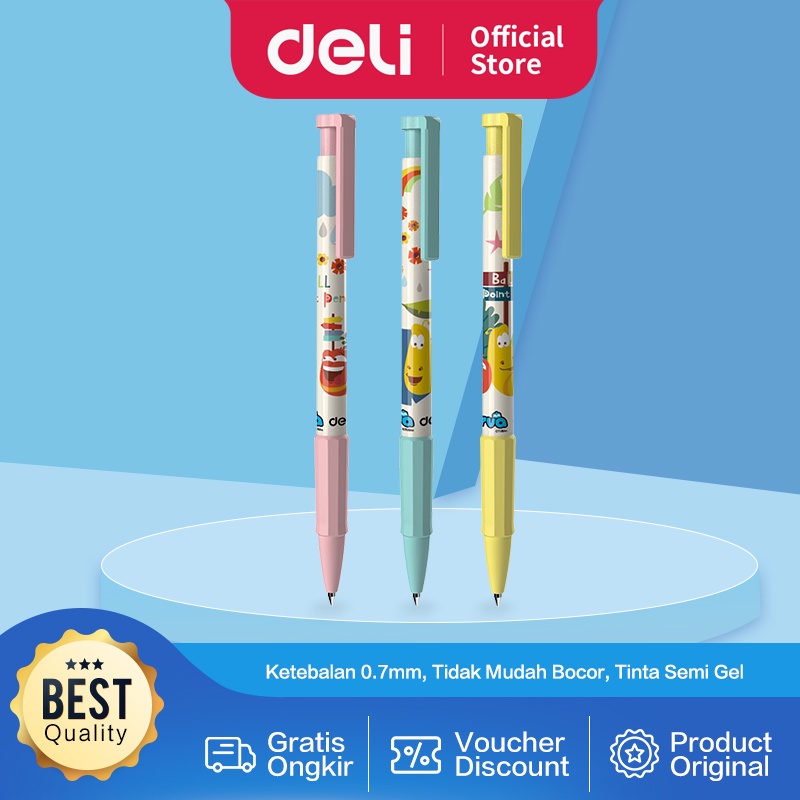 

Deli Larva Ballpoint Pen / Pulpen Semi Gel Cetek Hitam 0.5mm Ujung Bundar Menulis Lebih Lancar EQ26-BK