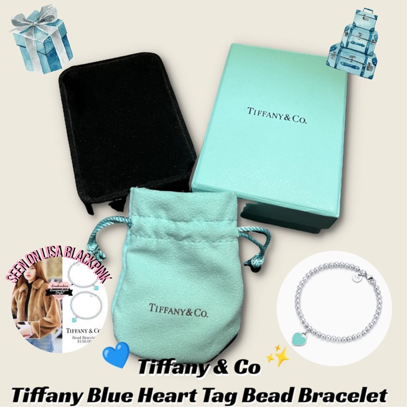 Tiffany & Co Blue Heart Tag Bead Bracelet preloved worn by lisa blackpink