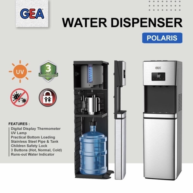 Water Dispenser GEA Polaris / Bottom Loading + Lampu UV