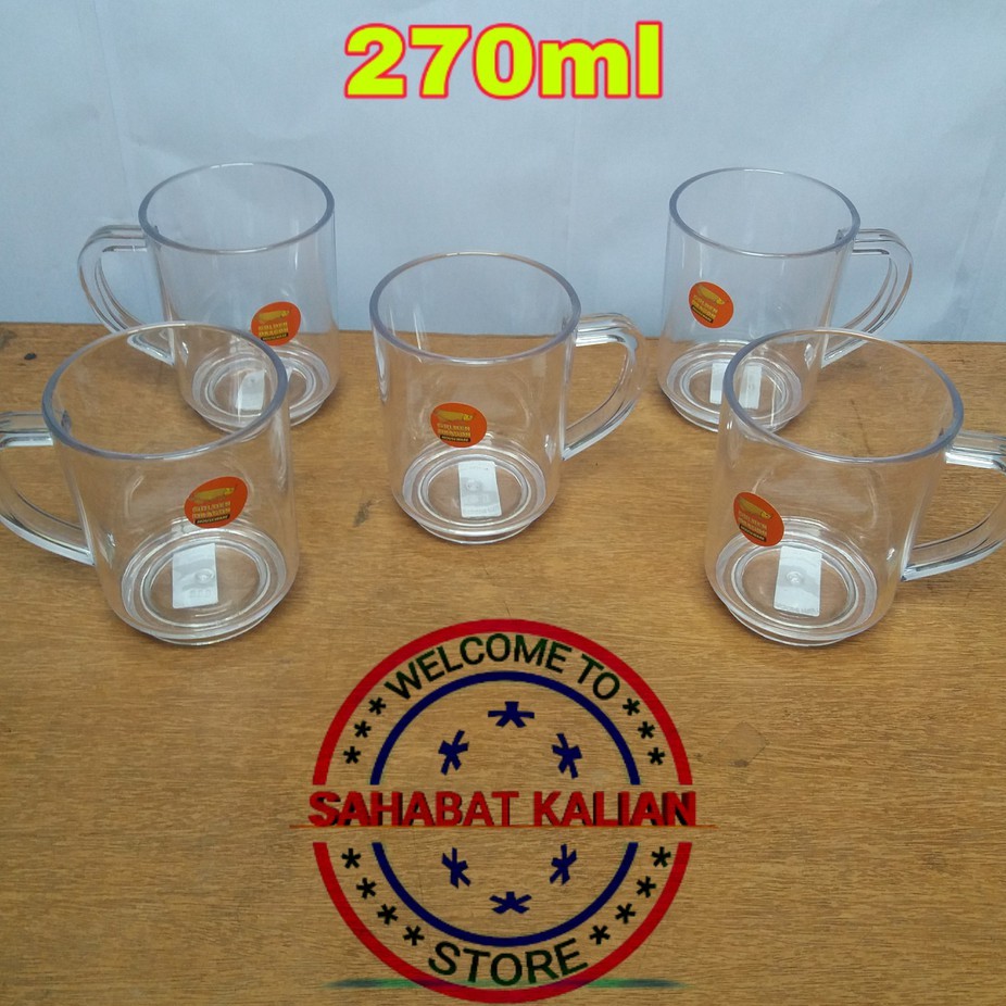 (6 PCS) GELAS KOPI GAGANG GOLDEN DRAGON 863 270ml