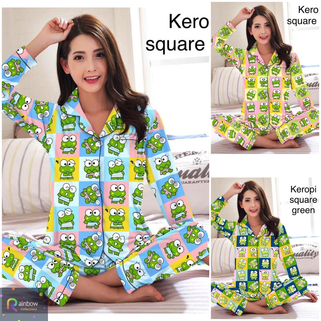 Piyama dewasa PP XL celana panjang baju panjang, fit to xl, motif DORAEMON/CAT/KEROPPI/TSUMTSUM/BEAR