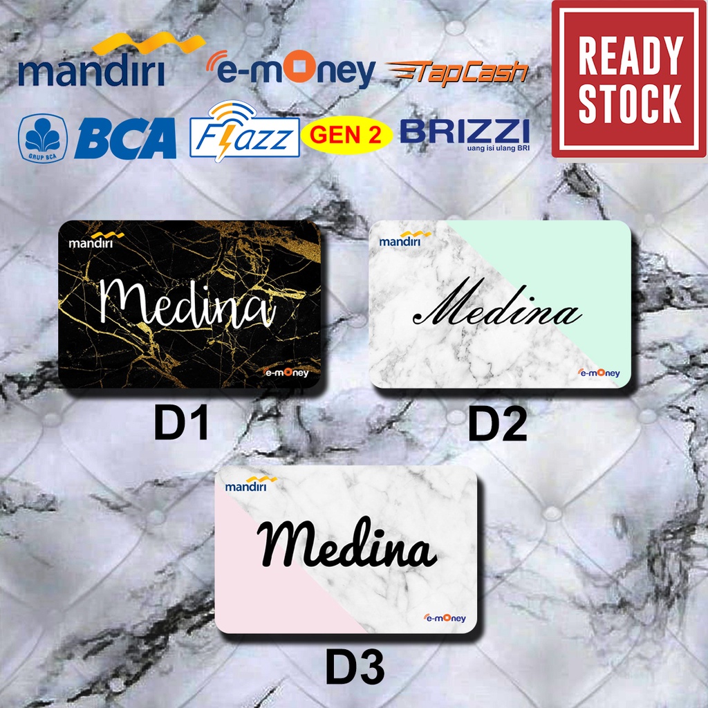 Emoney mandiri flazz bca gen 2 brizzi tap cash custom kartu e toll MARBLE NAMETAG free edit 1 sisi atau 2 sisi cocok untuk komunitas dan souvenir