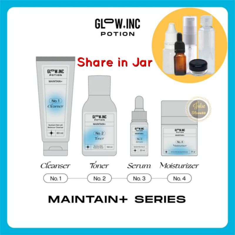 (Share in Jar) GLOWINC MAINTAIN + Nutrient Skin pH Balancer Cleanser Essence Toner Serum Moisturizer Cream