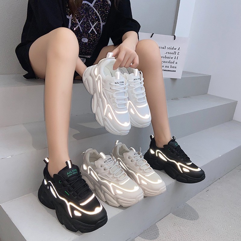 AVANCEID 1973 Sepatu Sneakers Wanita Olahraga Sport Nyala Kegelapan Glow Hitam Import