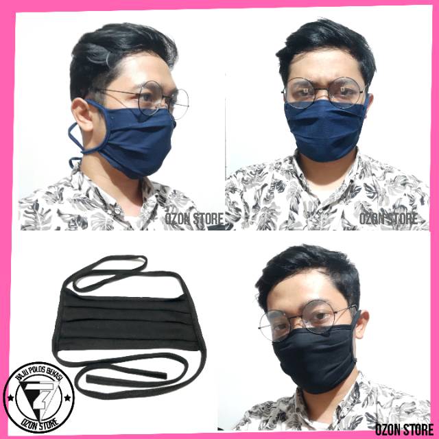 Masker Hijab Kain Polos Tali Panjang Masker Hijab Tali Sambung / Putus