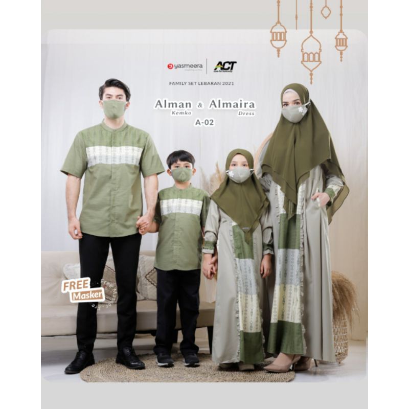 Sarimbit Alman Almaira Green by Yasmeera | SARIMBIT GREEN ARMY | KEMKO HIJAU | KEMKO ANAK