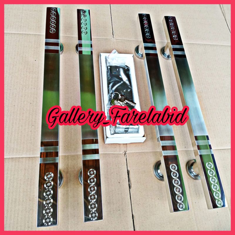 Handle Pintu Rumah Stainless Stell Kotak Jumbo Grafir 60 Cm Full Set Body Kunci Gagang Pintu Rumah Modern 45 Cm Set Bodi Pelor Pegangan Pintu Kupu Tarung Tarikan Pintu Utama Rumah Minimalis