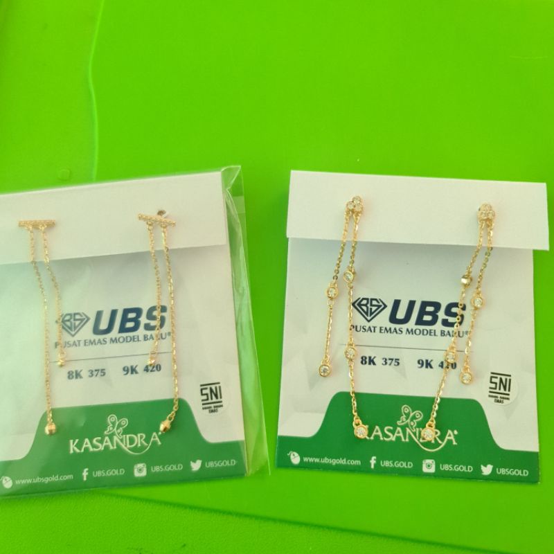 Anting giwang tusuk panjang variasi mata UBS kadar 8K 375