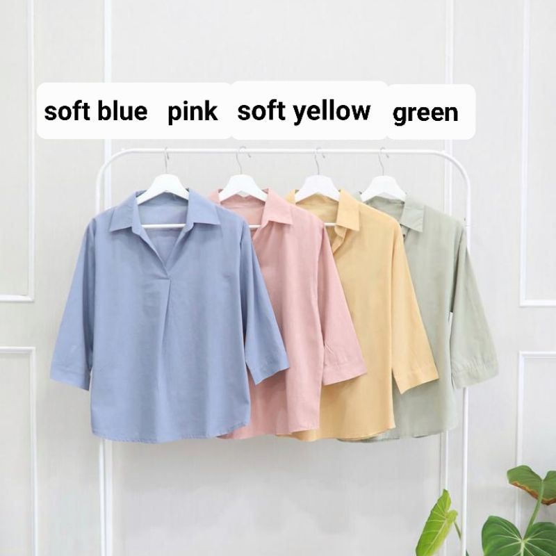 Blouse B2117 lengan 3/4 polos  / Baju atasan wanita