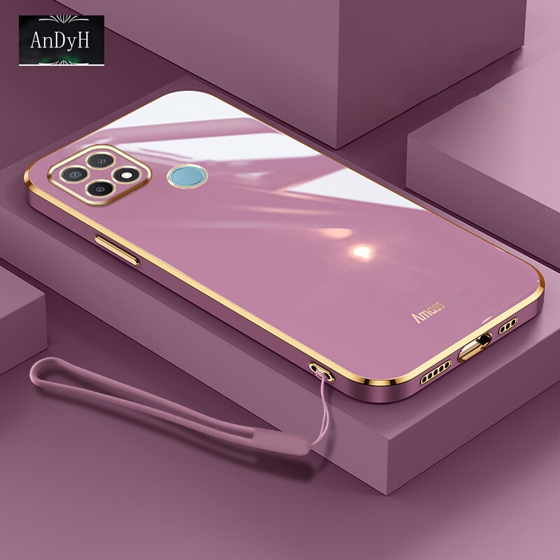 Andyh Soft case Silikon Dengan lanyard Untuk OPPO A15 A15S A35 2021