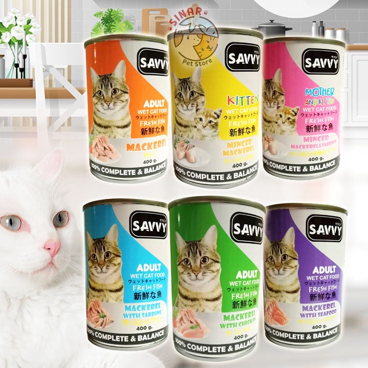 Savvy Mackerel 400GR Cat Kitten Wet Food Makanan Basah Kucing Kaleng